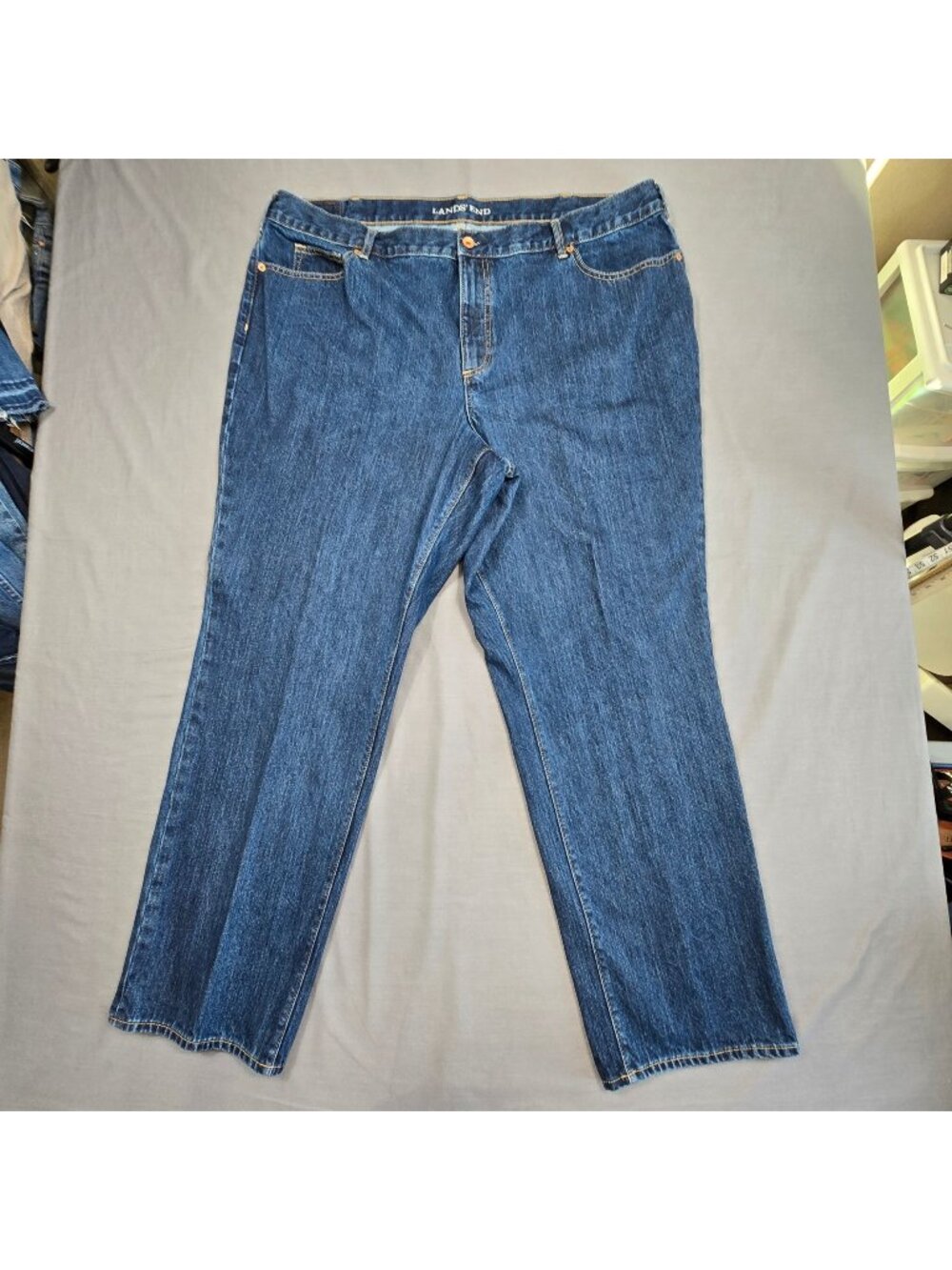 Lands End Womens Size 24W High Rise Straight Leg Jeans Blue Denim Casual Classic